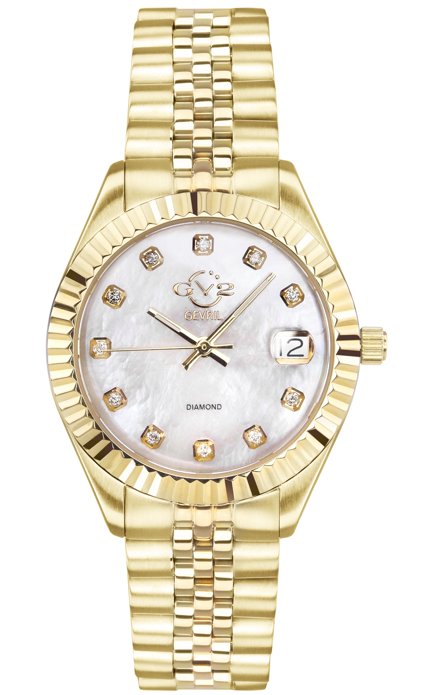 title:GV2 by Gevril Women's Naples 34mm Quartz Watch 12402;color:White Mother-of-Pearl