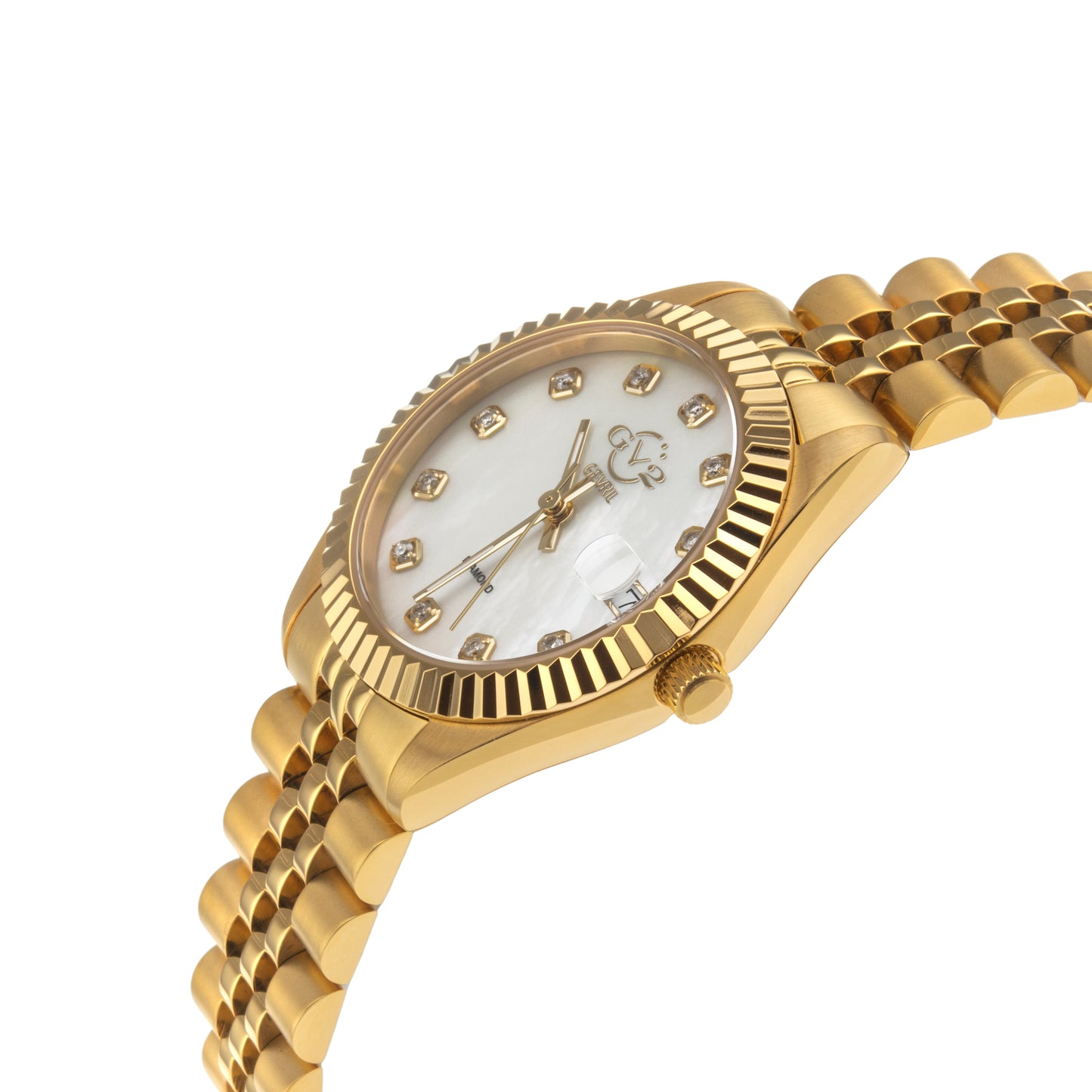 title:GV2 by Gevril Women's Naples 34mm Quartz Watch 12402;color:White Mother-of-Pearl