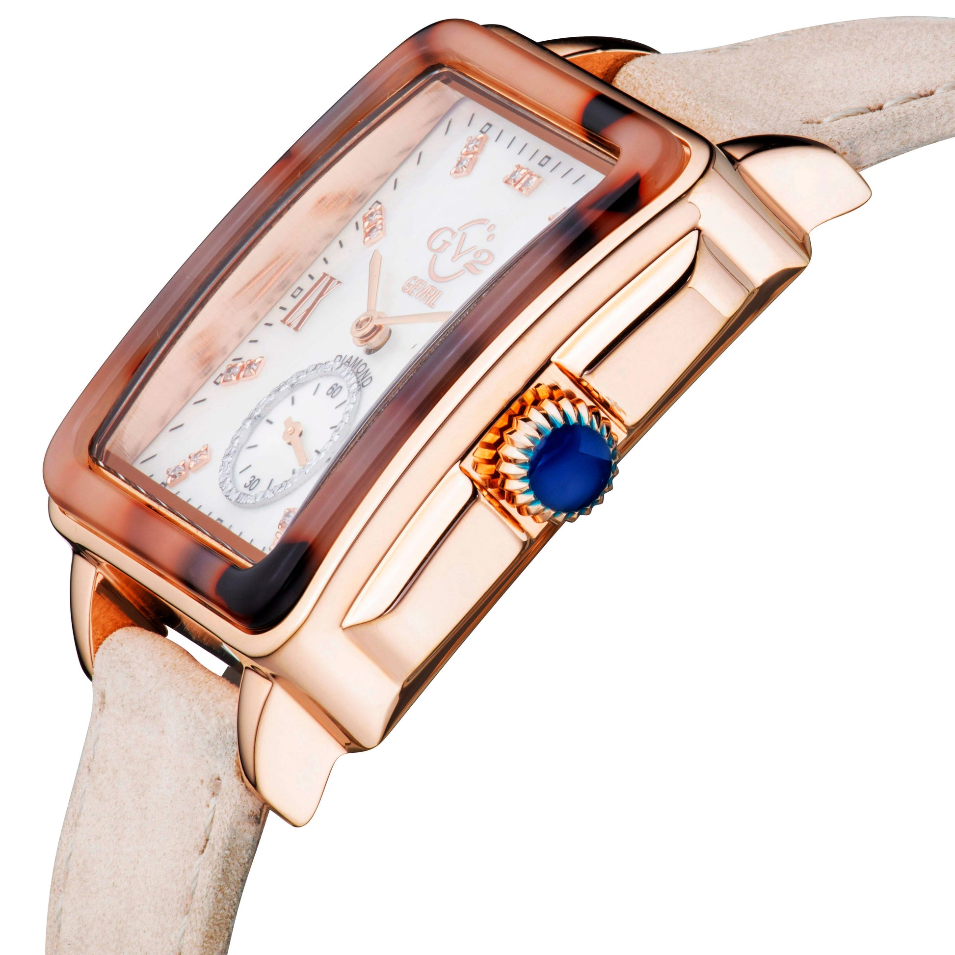 title:GV2 by Gevril Women's Bari Tortoise 34mm Quartz Watch 9242;color:White Mother-of-Pearl