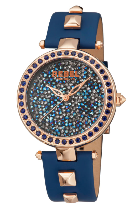 title:Rebel Women's Rockaway Parkway 40mm Quartz Watch RB101-8041;color:Blue and Silver