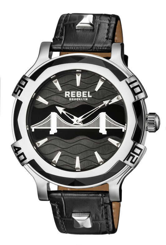 title:Rebel Men's Brooklyn Bridge 48mm Quartz Watch RB102-4071;color:Black