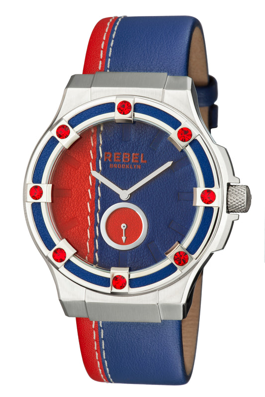 title:Rebel Women's Flatbush 44mm Quartz Watch RB119-4141;color:Navy and Red