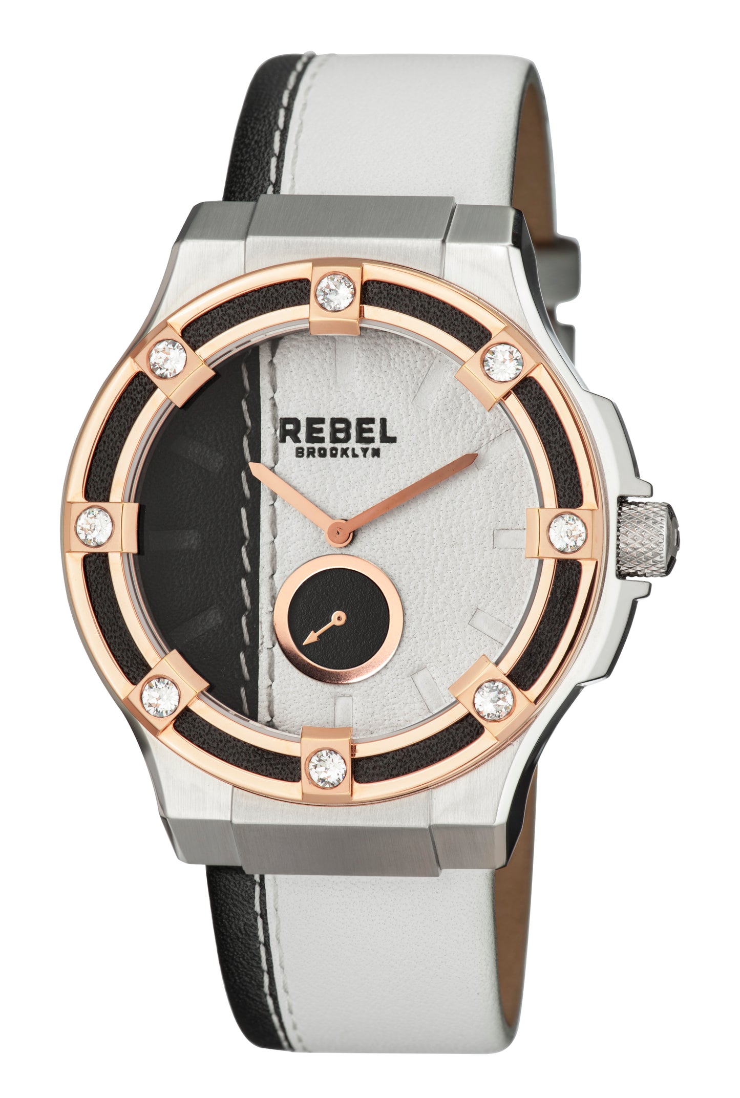 title:Rebel Women's Flatbush 44mm Quartz Watch RB119-5021;color:Black and White