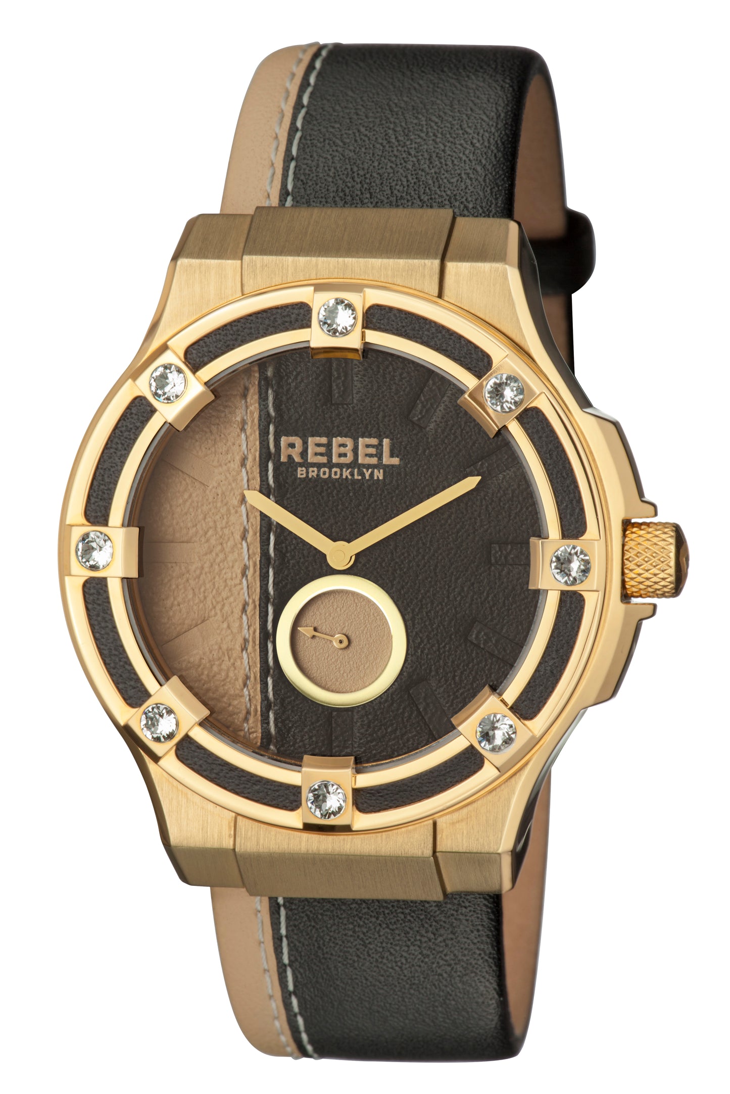 title:Rebel Women's Flatbush 44mm Quartz Watch RB119-9071;color:Black and Gold