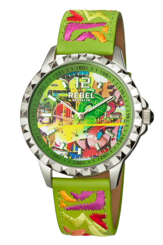 title:Rebel Women's Dumbo 42mm Quartz Watch RB122-4171;color:Lime Green Graffiti