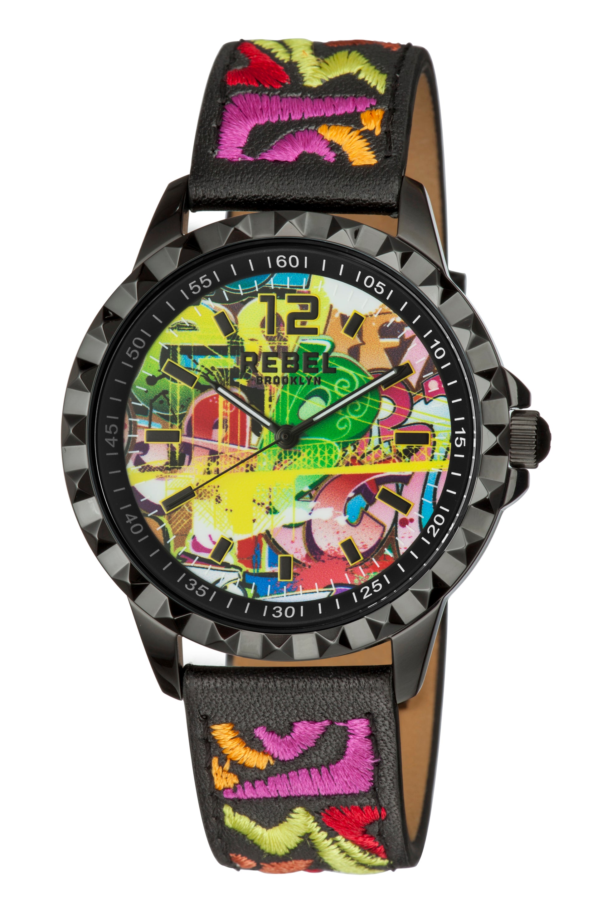 title:Rebel Women's Dumbo 42mm Quartz Watch RB122-6071;color:Black Graffiti