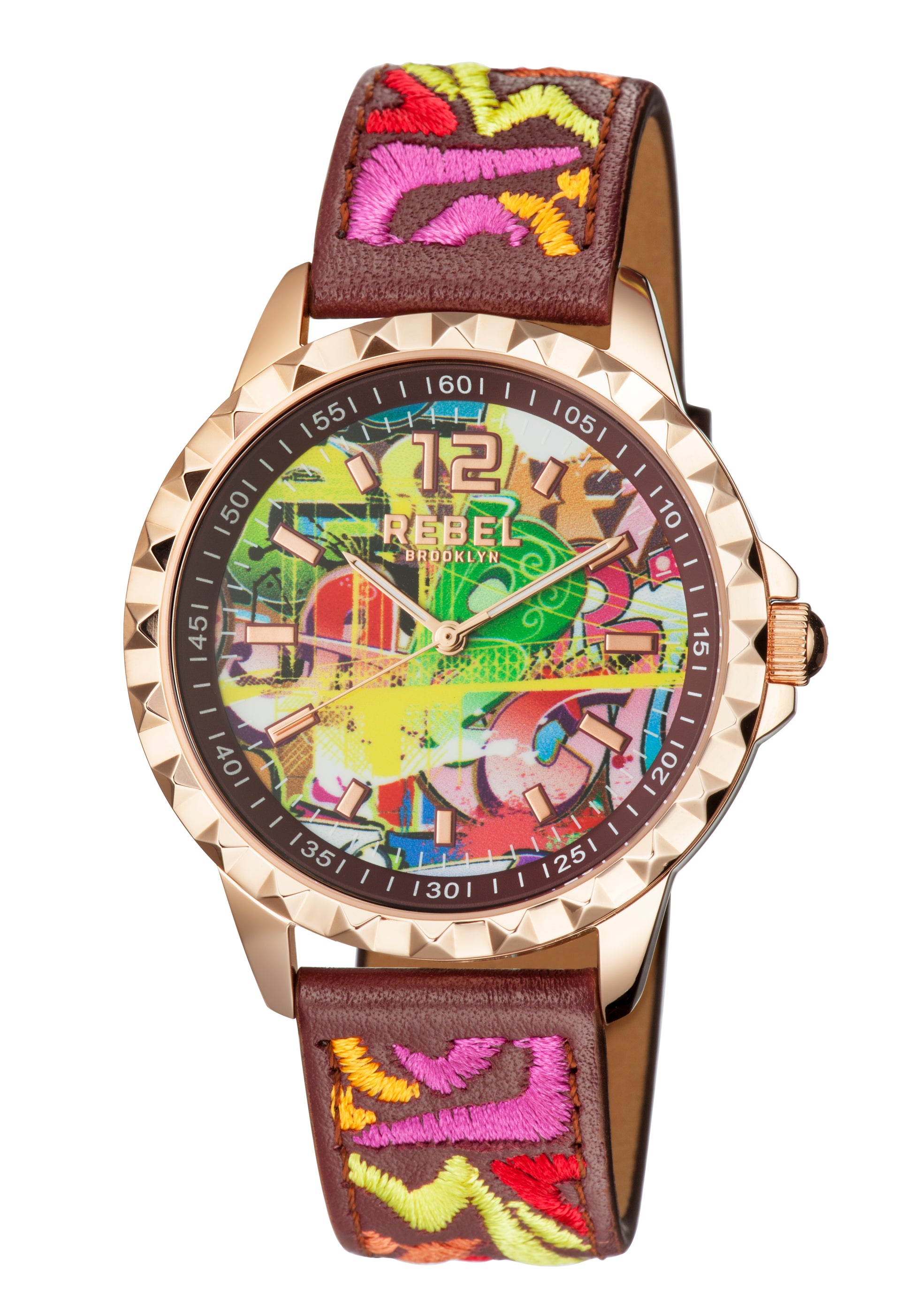 title:Rebel Women's Dumbo 42mm Quartz Watch RB122-8181;color:Burgundy Graffiti