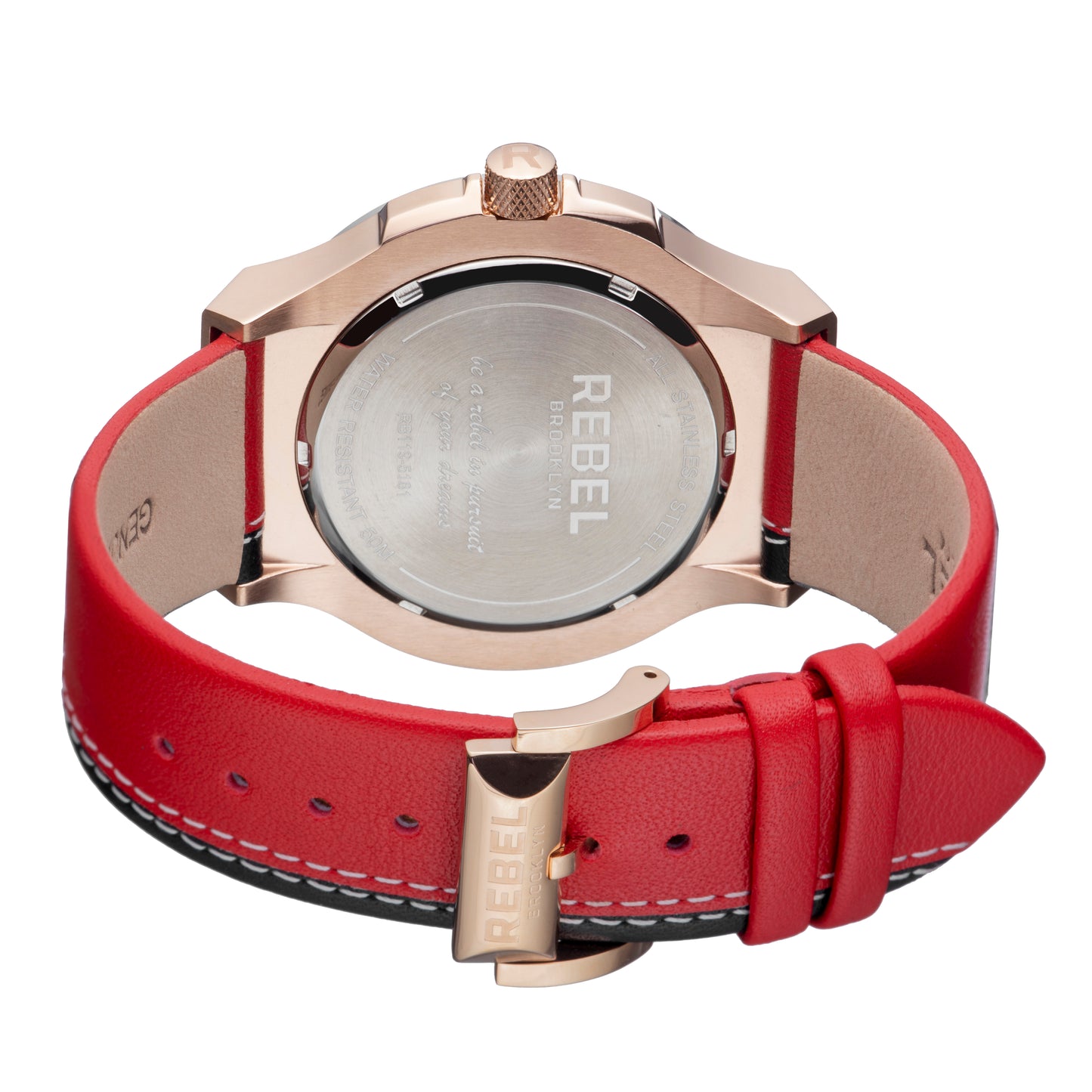 title:Rebel Women's Flatbush 44mm Quartz Watch RB119-5181;color:Black and Burgundy