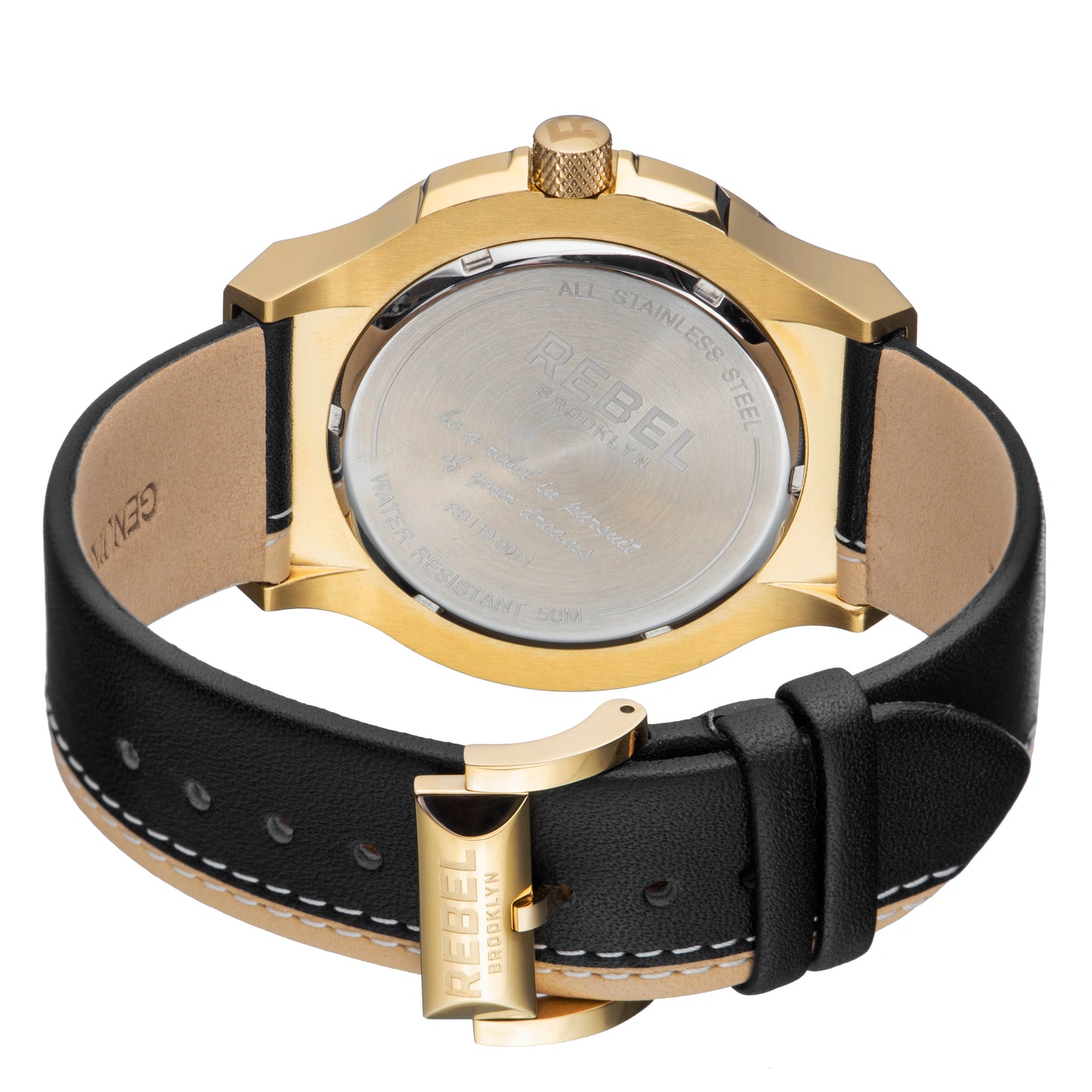 title:Rebel Women's Flatbush 44mm Quartz Watch RB119-9071;color:Black and Gold