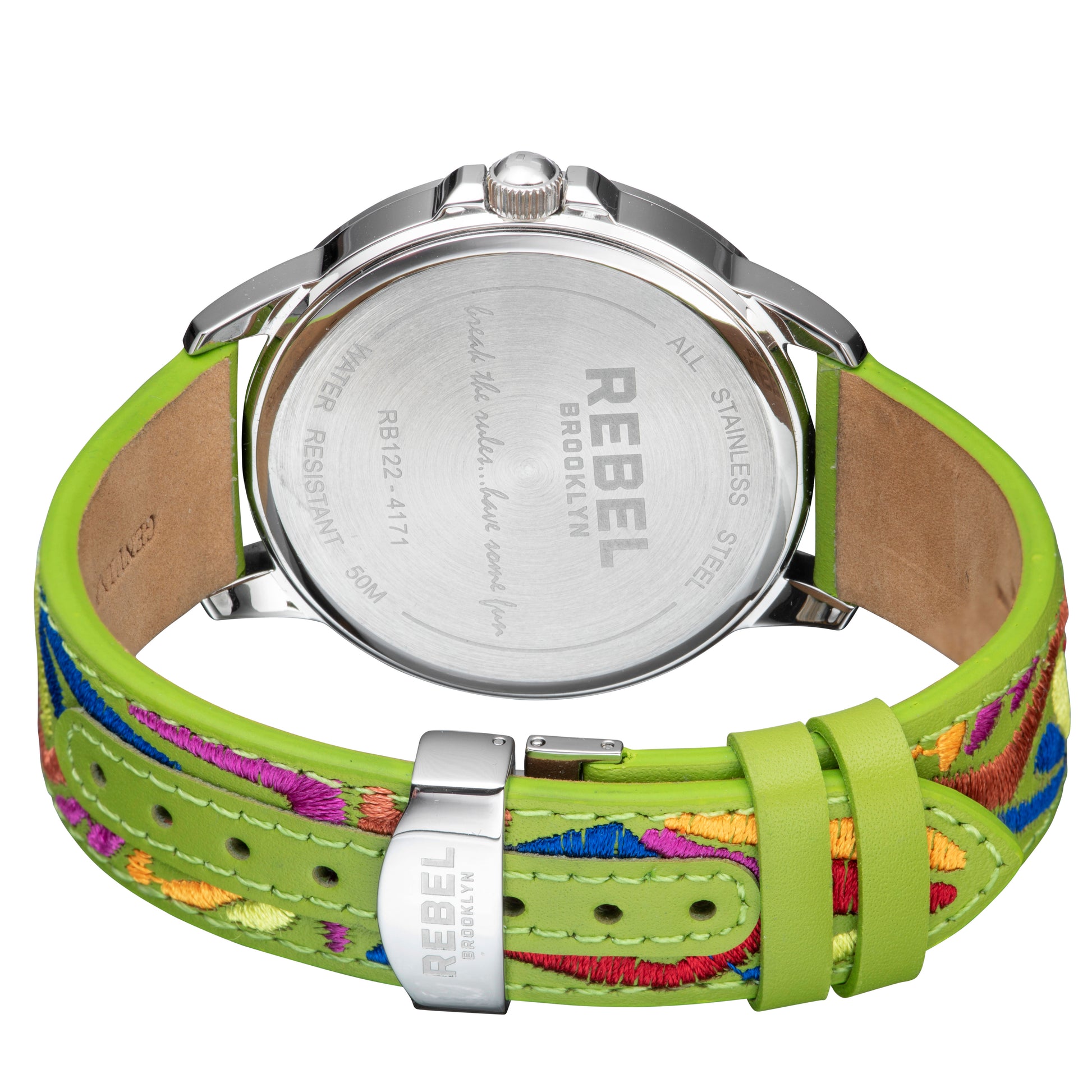 title:Rebel Women's Dumbo 42mm Quartz Watch RB122-4171;color:Lime Green Graffiti