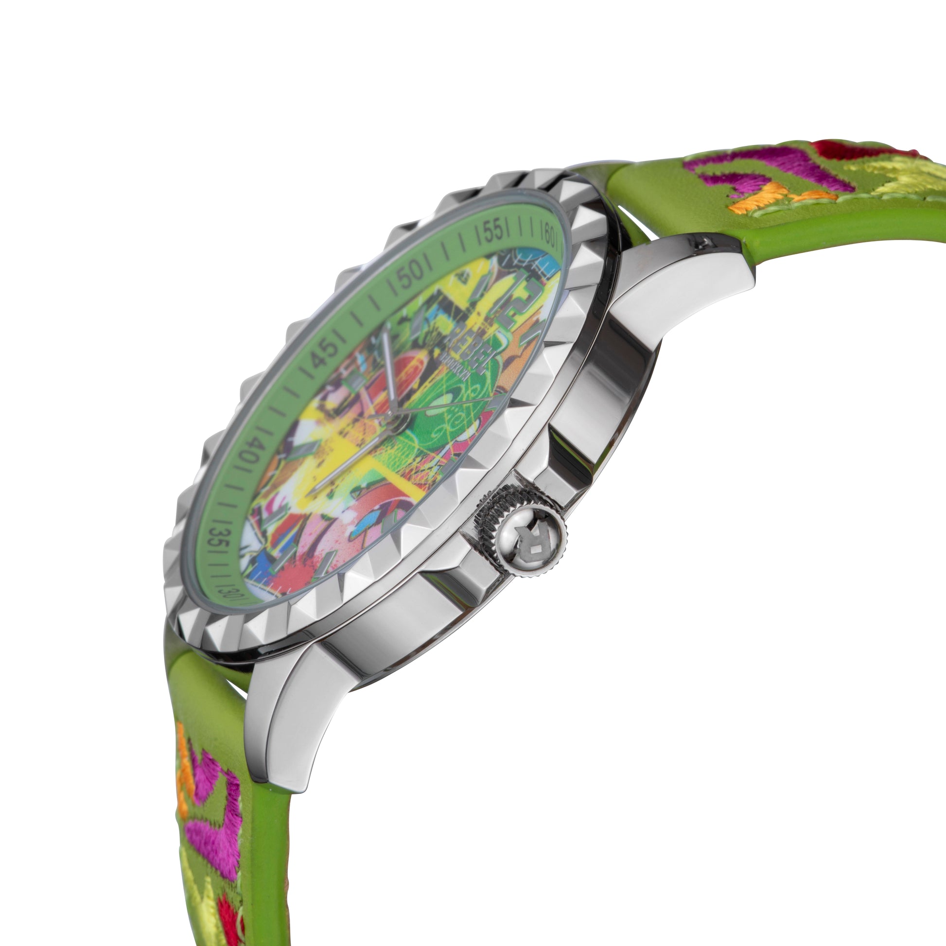 title:Rebel Women's Dumbo 42mm Quartz Watch RB122-4171;color:Lime Green Graffiti