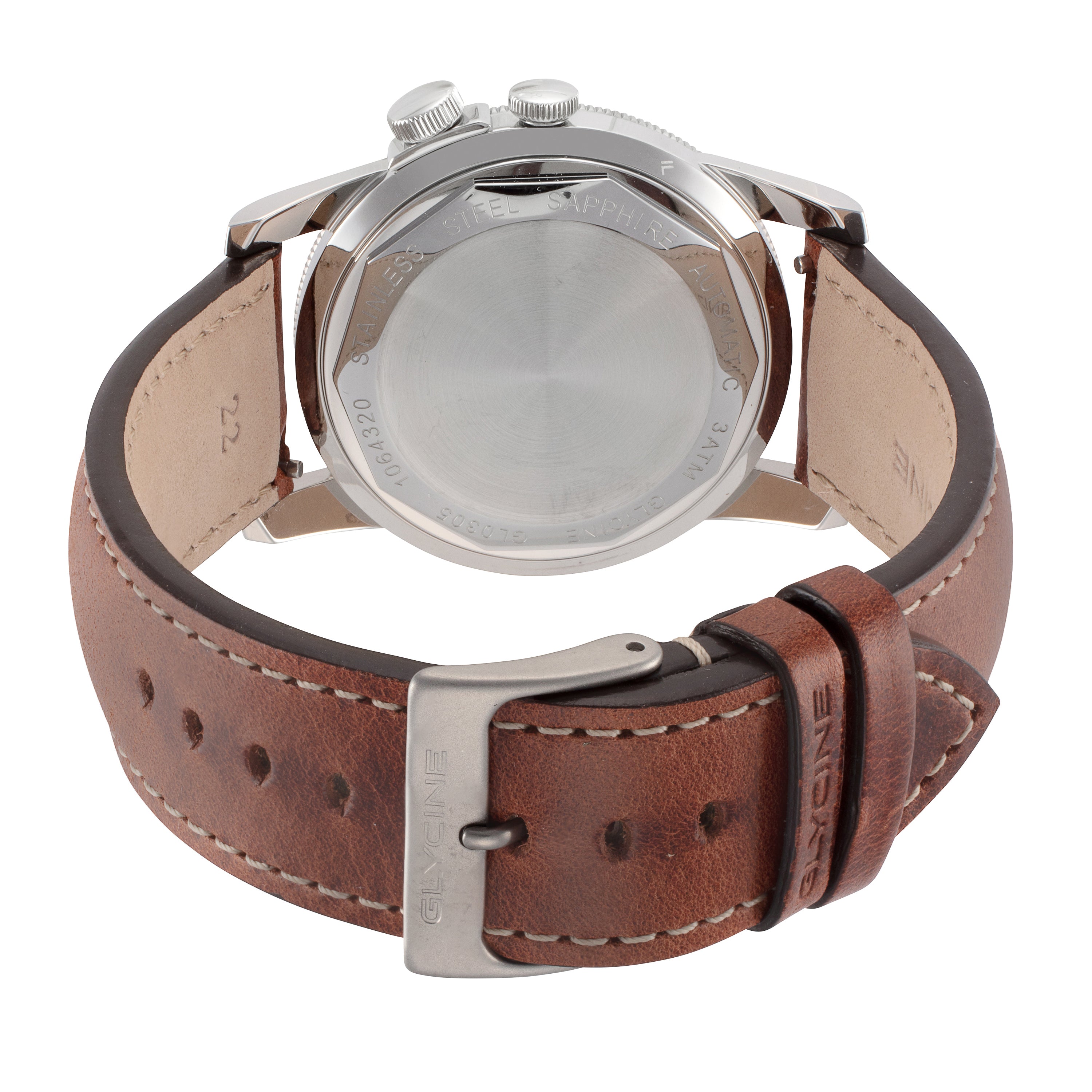 title:Glycine Men's Airman Vintage The Chief GL0306 Blue Dial Leather Watch;color:Brown