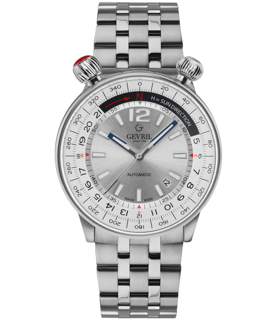 title:Gevril Men's Wallabout 44mm Automatic Watch 48560;color:Silver