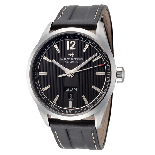 title:Hamilton Men's Broadway 42mm Leather Automatic Watch H43515735;color:Black