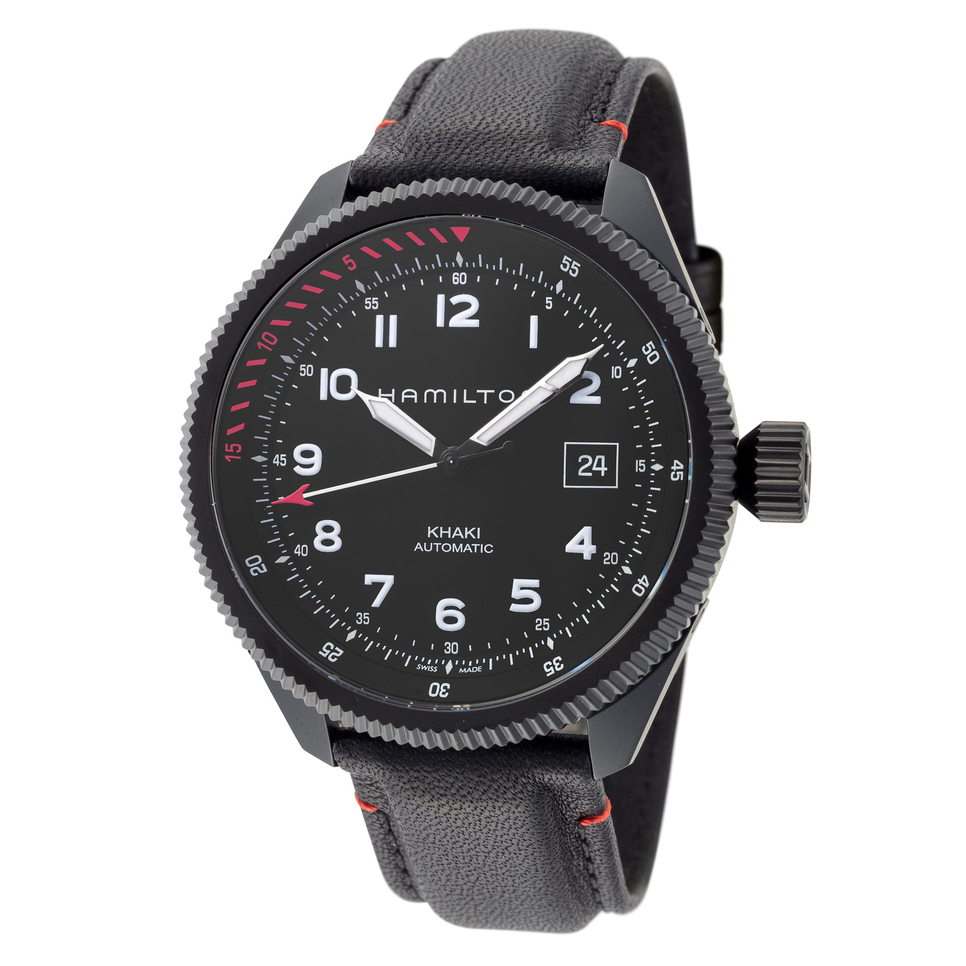 title:Hamilton Men's H76695733 Khaki Aviation 42mm Automatic Watch;color:Black