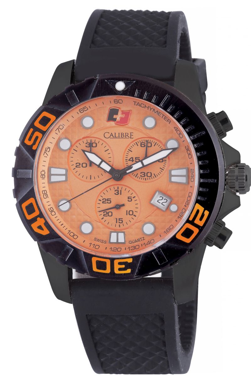 title:Calibre Men's Akron 42mm Quartz Watch SC-4A2-13-079;color:Orange