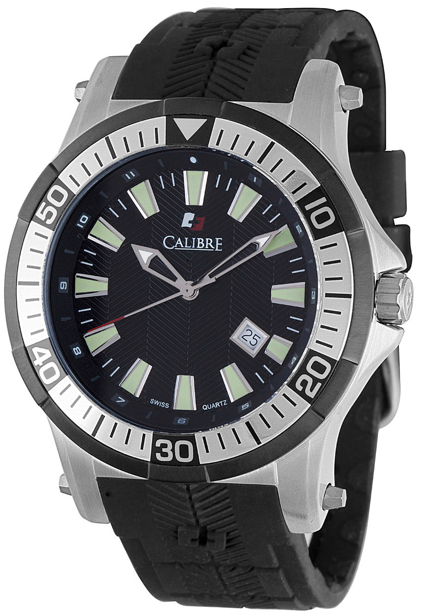 title:Calibre Men's Hawk Date 45mm Quartz Watch SC-4H1-04-007;color:Black