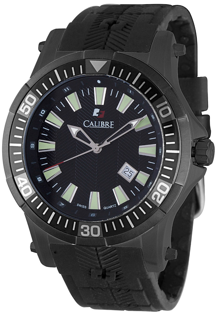 title:Calibre Men's Hawk Date 45mm Quartz Watch SC-4H1-13-007;color:Black