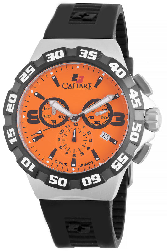 title:Calibre Men's Lancer 44mm Quartz Watch SC-4L2-04-079;color:Orange