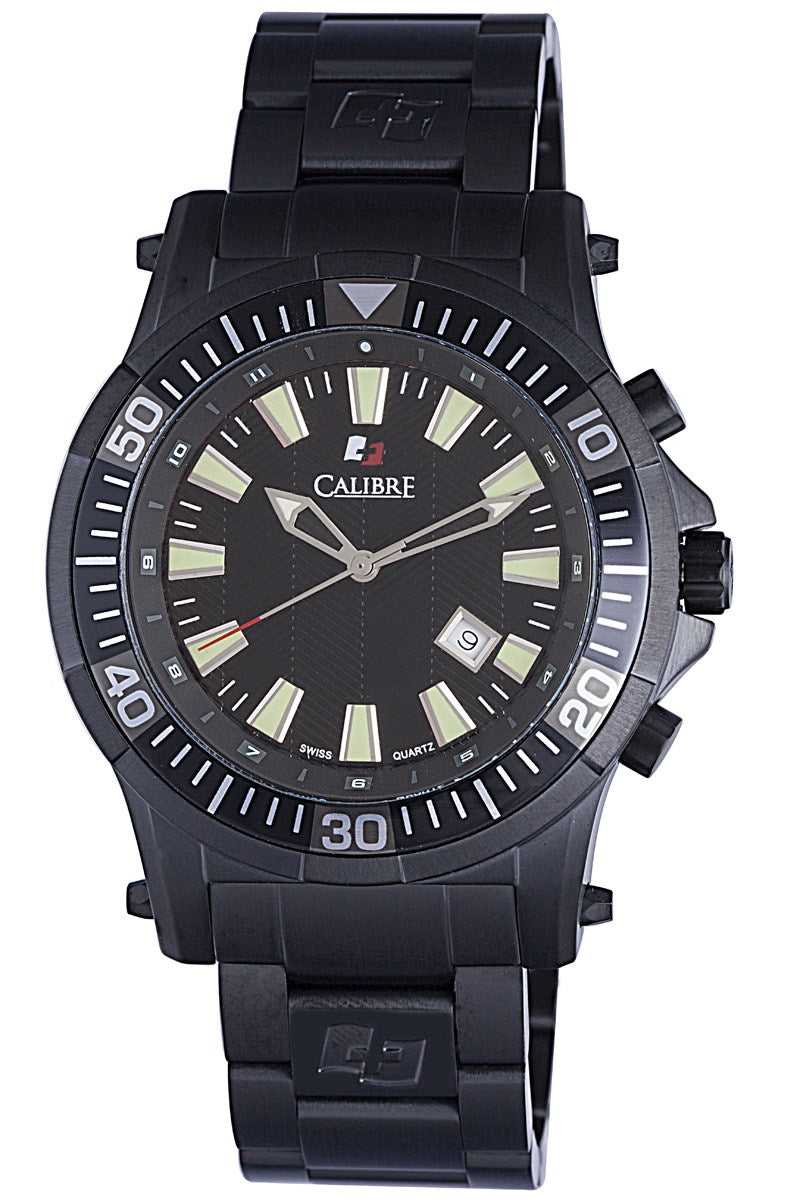 title:Calibre Men's Hawk Date 45mm Quartz Watch SC-5H1-13-007;color:Black