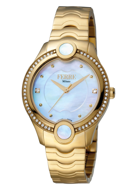 title:Ferre Milano Women's Linea Perla 34mm Quartz Watch FM1L082M0021;color:Silver