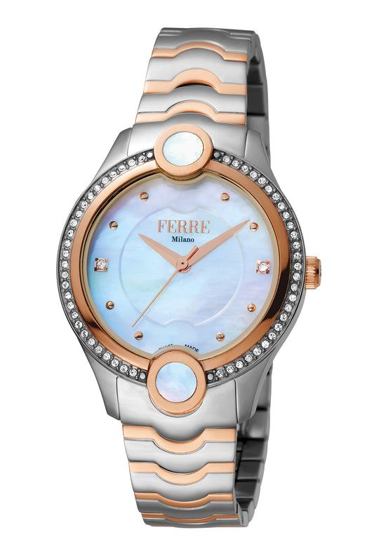 title:Ferre Milano Women's Linea Perla 34mm Quartz Watch FM1L082M0031;color:White Mother-of-Pearl