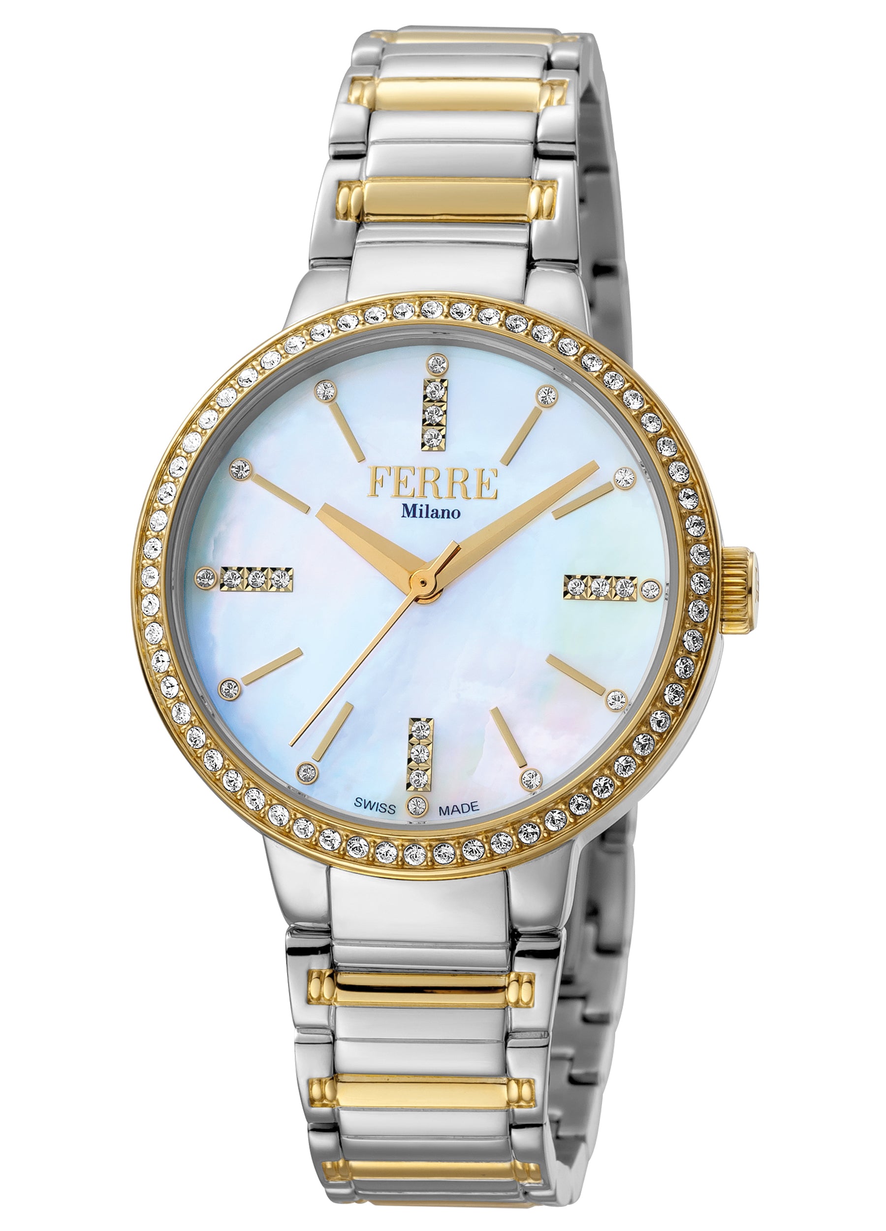 title:Ferre Milano Women's Donna Giada 34mm Quartz Watch FM1L084M0101;color:White Mother-of-Pearl