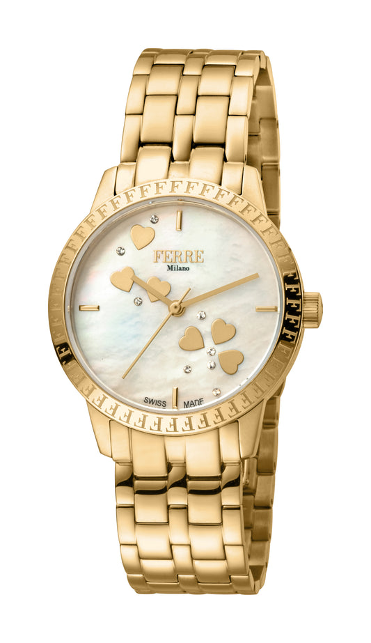 title:Ferre Milano Women's Amore 32mm Quartz Watch FM1L128M0031;color:Yellow Mother-of-Pearl