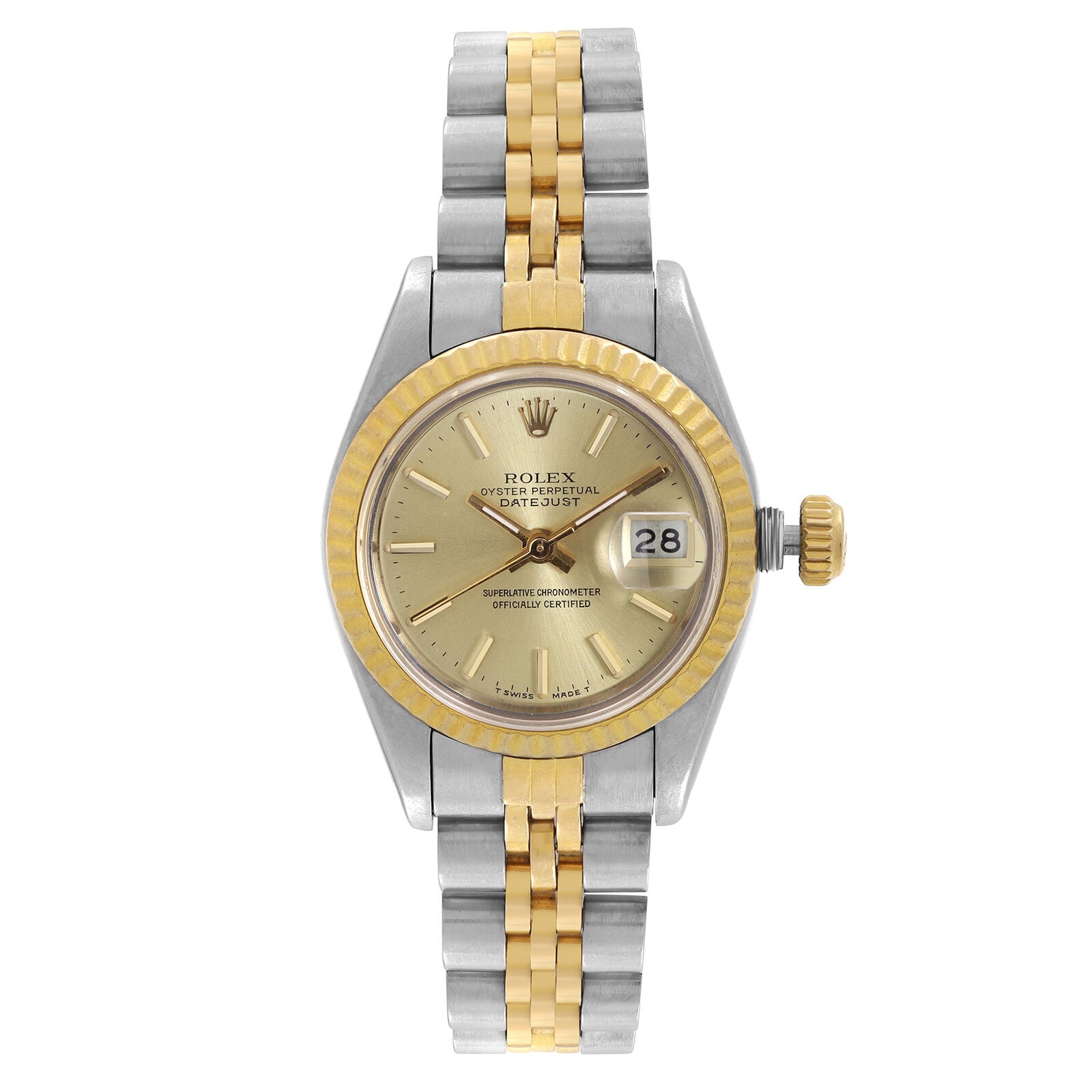 title:Rolex Datejust 18k Yellow Gold Steel No Holes Champagne Dial Ladies Watch   TFJ-142508313;color:not applicable