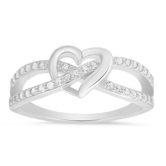 Sterling Silver Heart CZ Ring - Ruumur