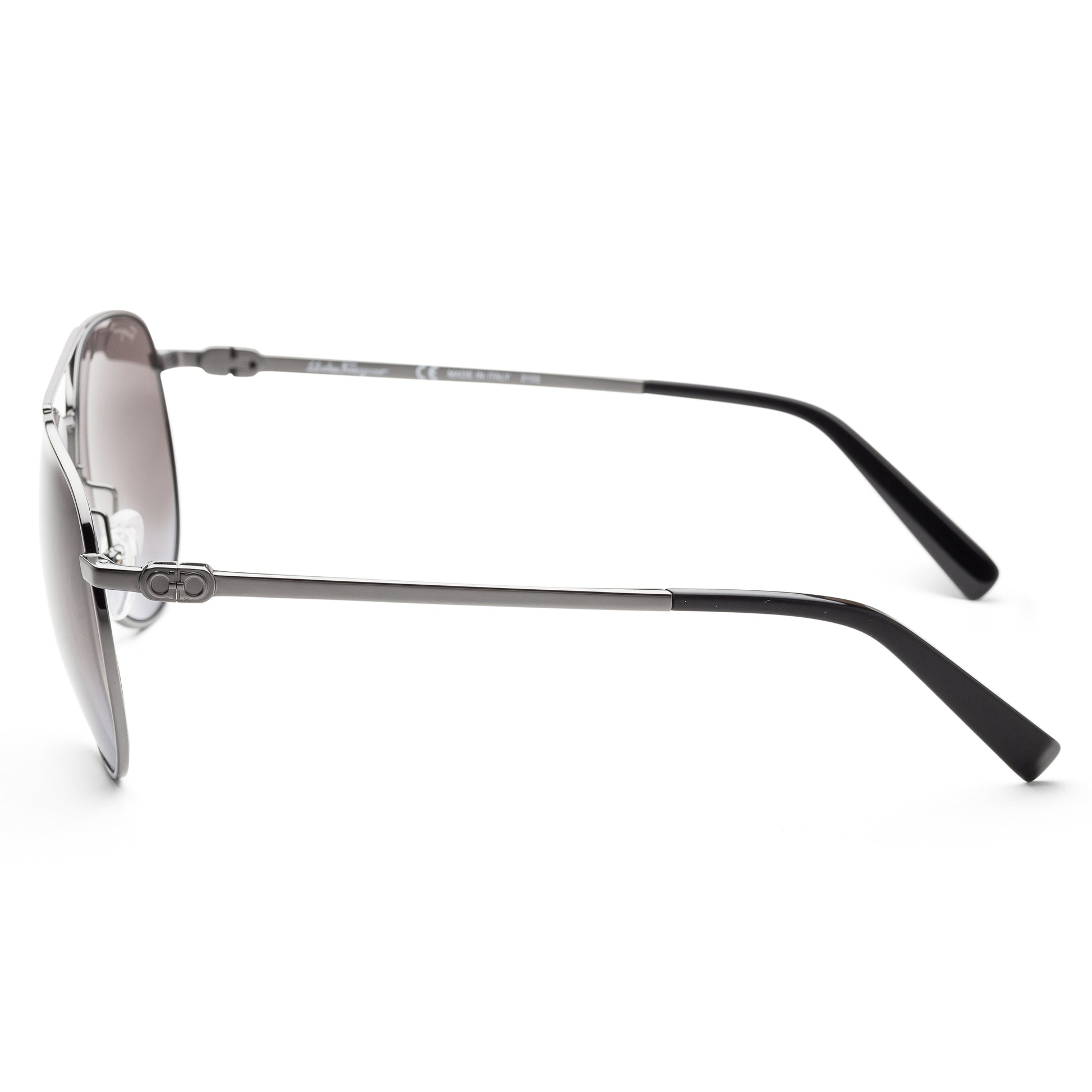 title:Ferragamo Men's 60mm Shiny Ruthenium Sunglasses SF157S-069;color:Shiny Ruthenium frame, Grey Gradient lens