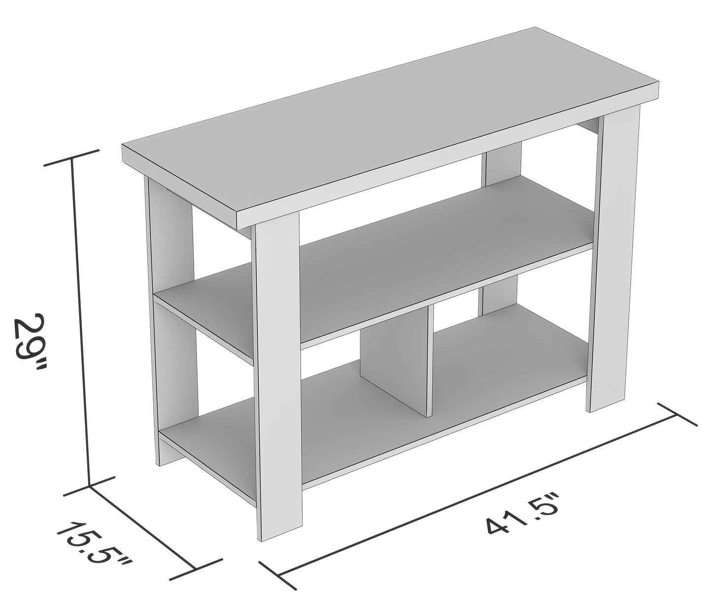 Safdie & Co. Console Table 41.25" Dark Grey 3 Shelves, Entryway or Sofa Table for Living Room