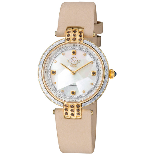 title:GV2 by Gevril Women's Matera 35mm Quartz Watch 12808;color:White Mother-of-Pearl