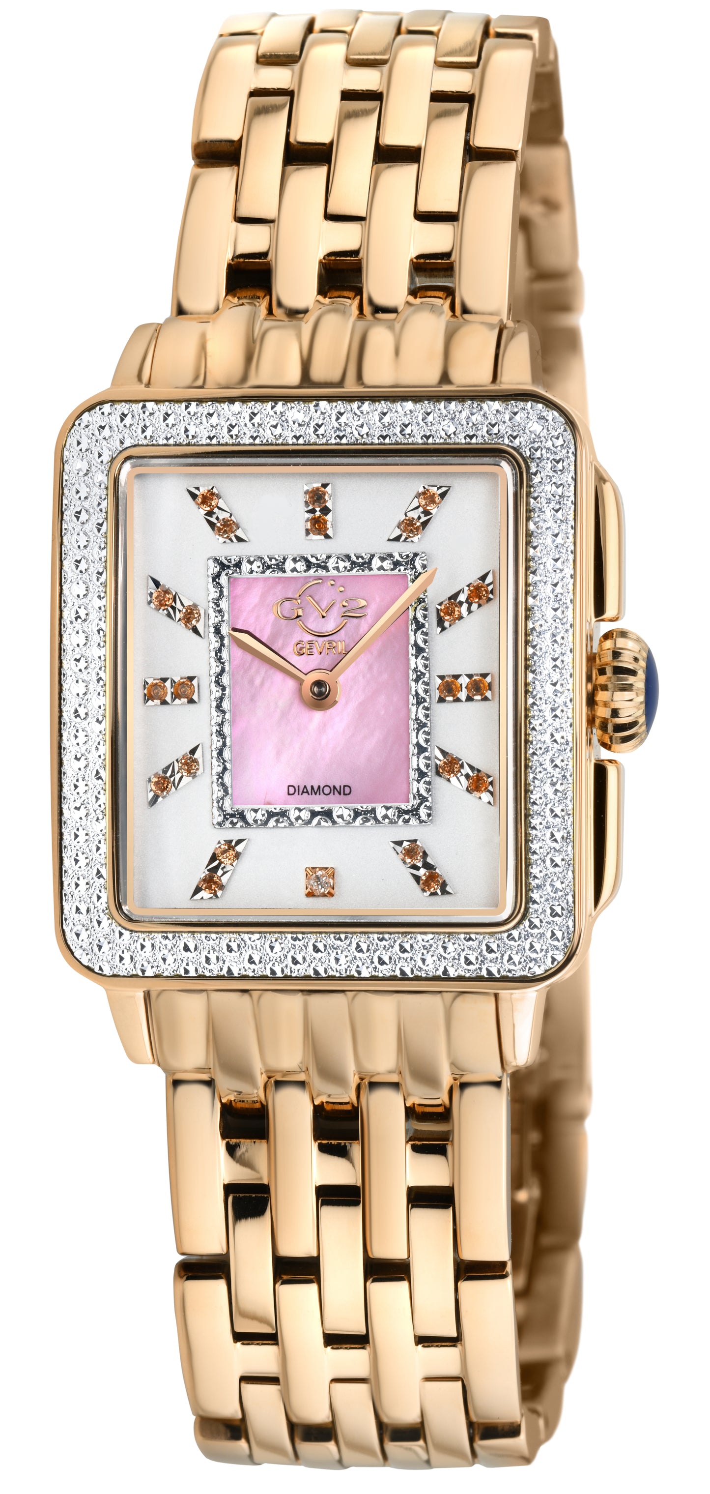 title:GV2 by Gevril Women's Padova Gemstone 30mm Quartz Watch 12336B;color:Pink Mother-of-Pearl