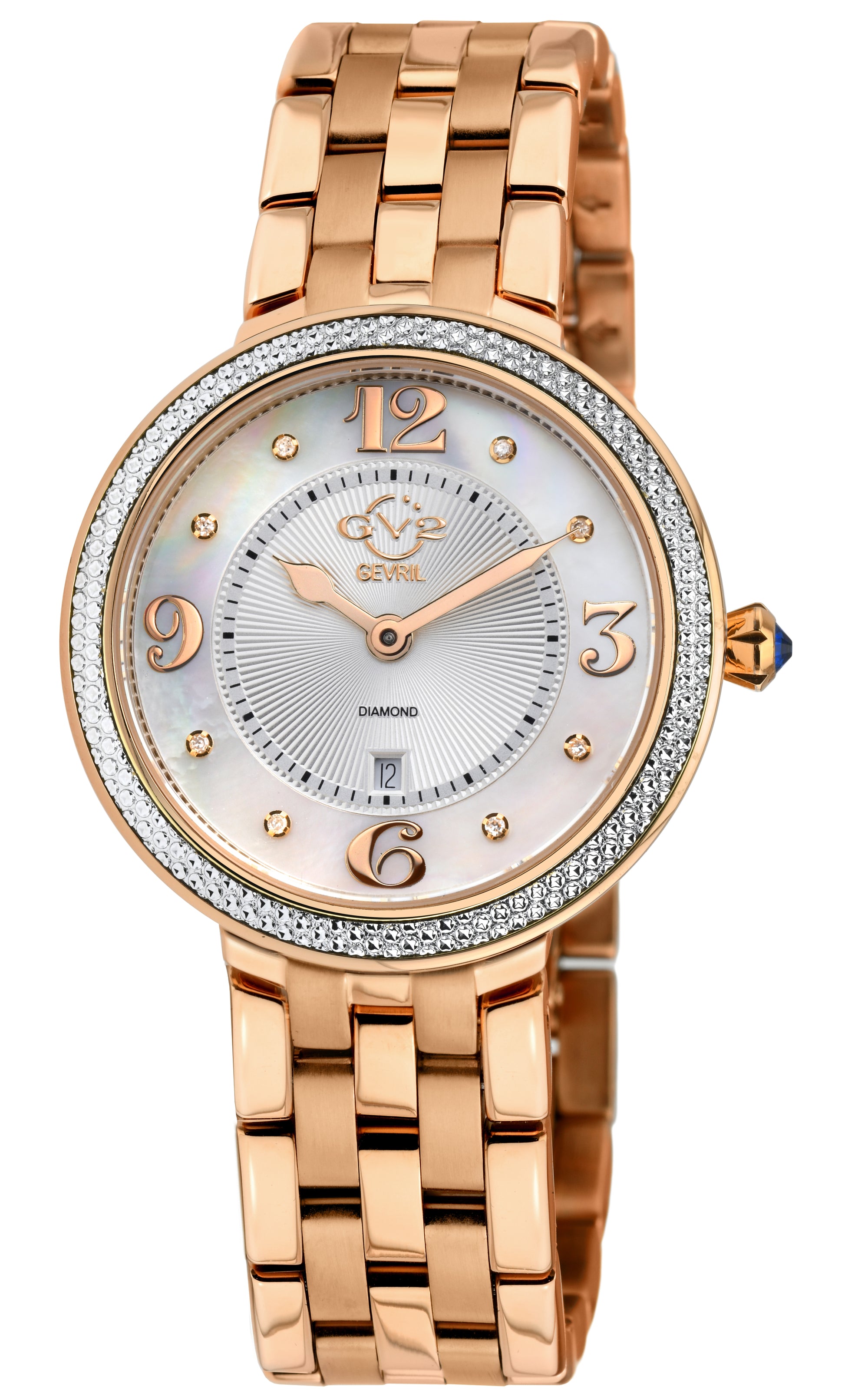 title:GV2 by Gevril Women's Verona 37mm Quartz Watch 12902B;color:White Mother-of-Pearl