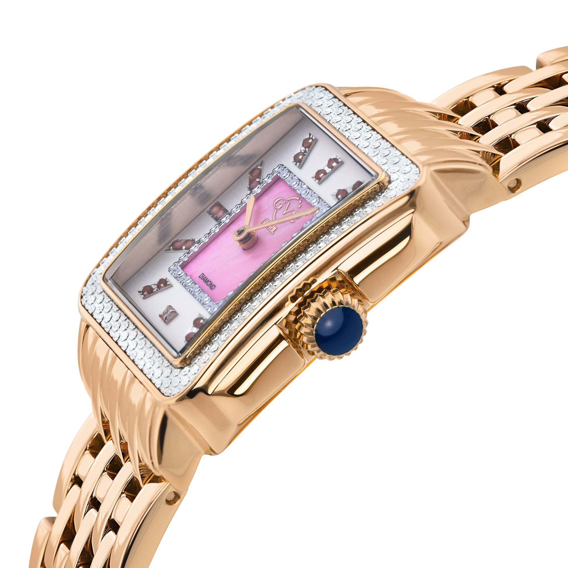 title:GV2 by Gevril Women's Padova Gemstone 30mm Quartz Watch 12336B;color:Pink Mother-of-Pearl