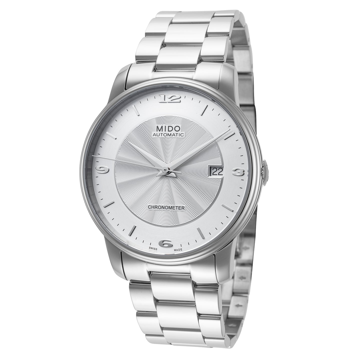 title:Mido Men's M0104081103700 Baroncelli III 39mm Automatic Watch;color:Silver Dial Silver Band