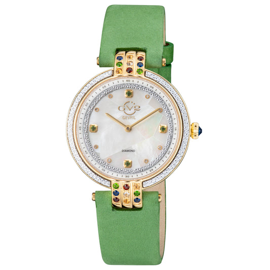 title:GV2 by Gevril Women's Matera 35mm Quartz Watch 12803;color:White Mother-of-Pearl