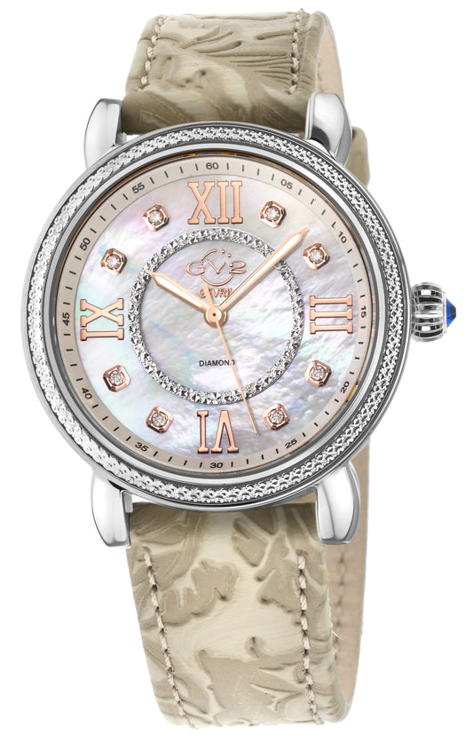 title:GV2 by Gevril Women's Marsala 37mm Quartz Watch 9860;color:White Mother-of-Pearl