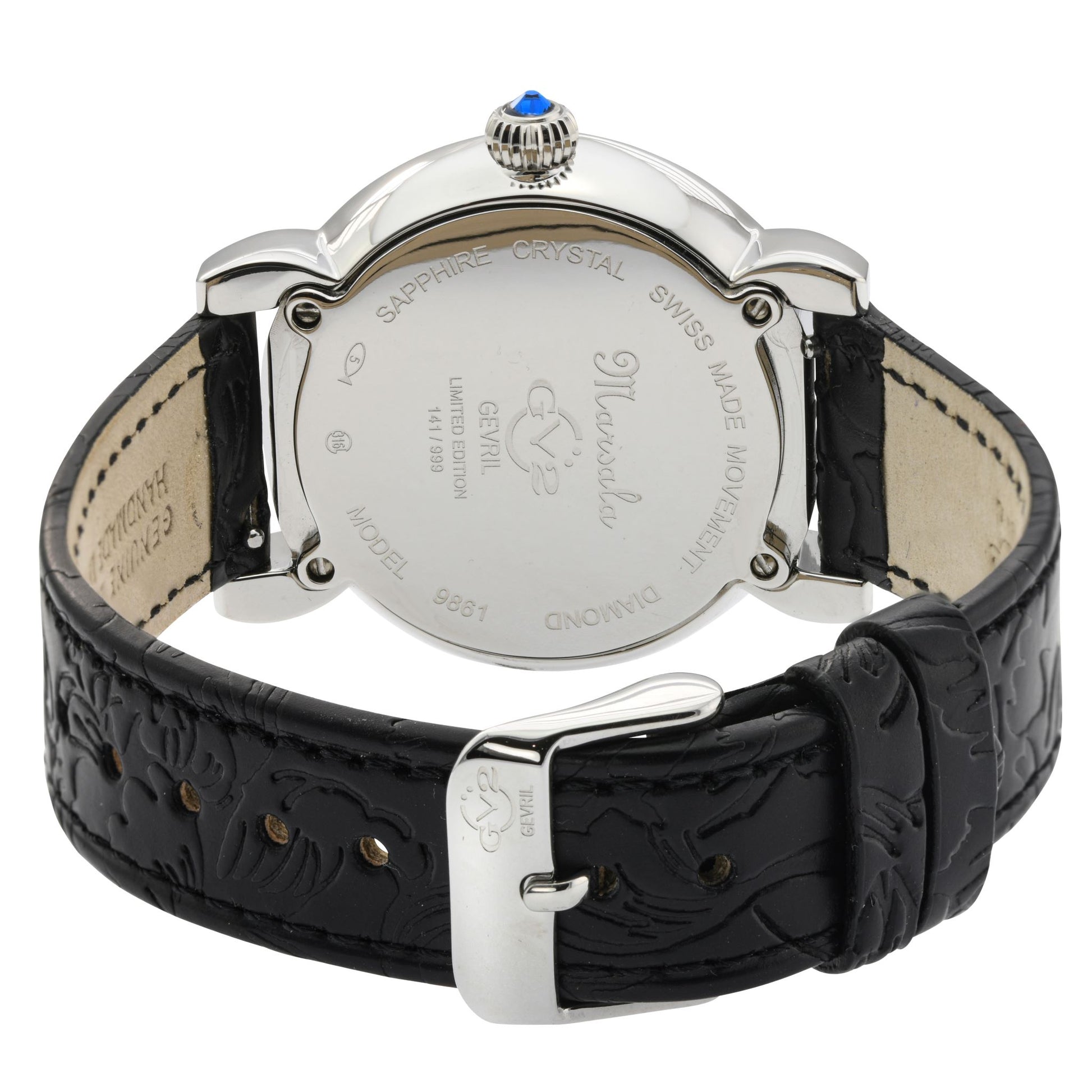 title:GV2 by Gevril Women's Marsala 37mm Quartz Watch 9861;color:Black Mother-of-Pearl