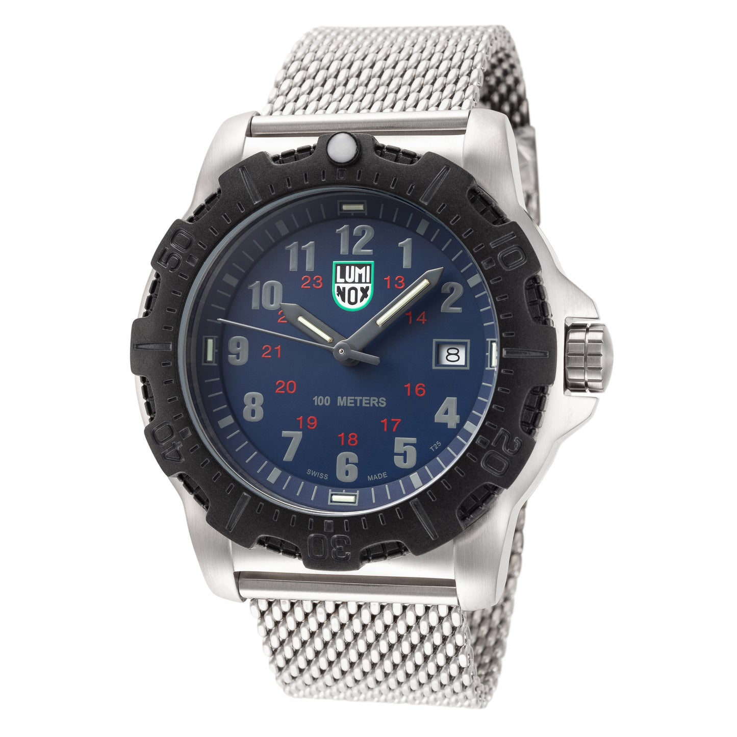 title:Luminox Men's Manta Ray Steel X2.2134 Blue/White Dial Stainless Steel Watch;color:Silver