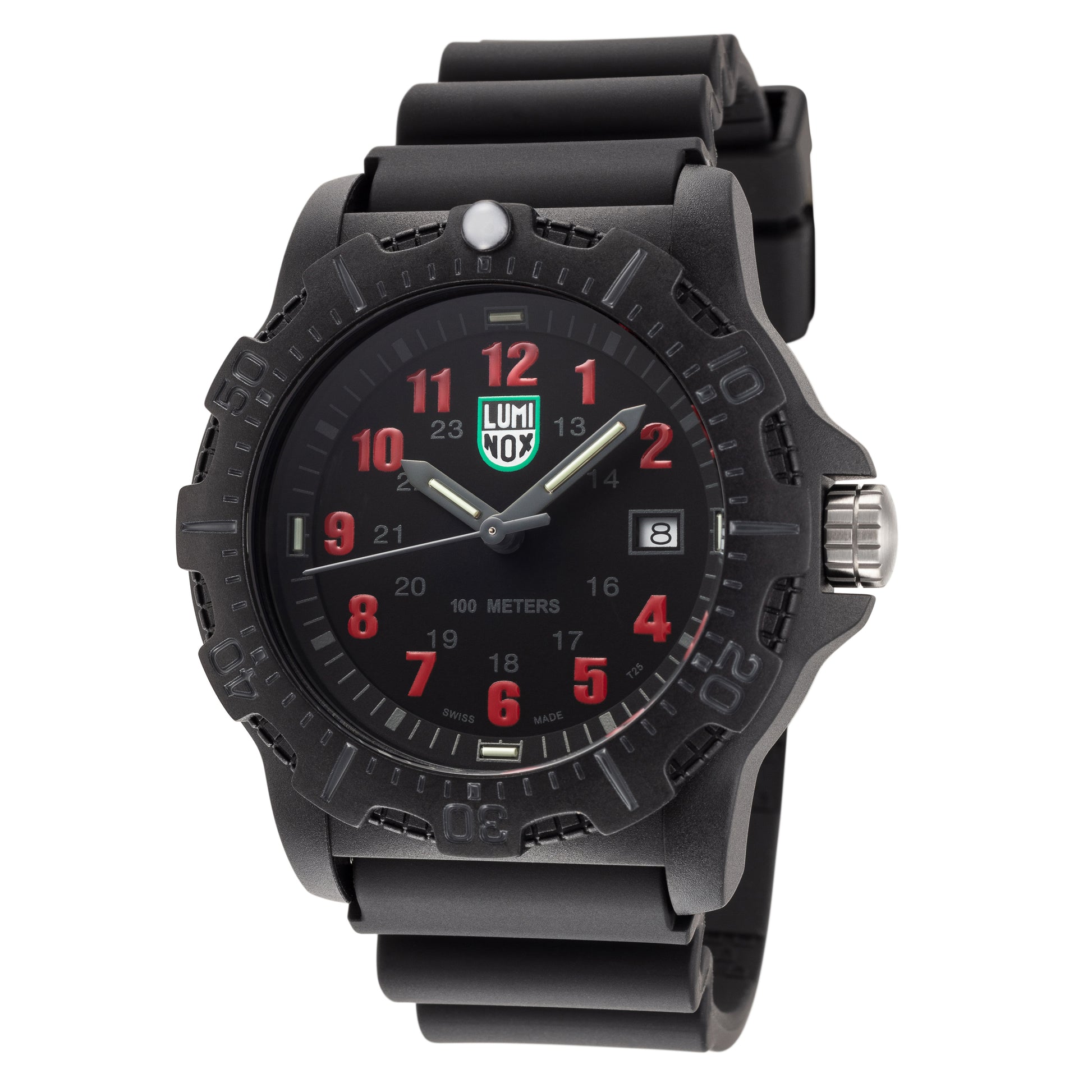 title:Luminox Men's Manta Ray Carbonox X2.2045 Black/Red Dial Polyurethane Watch;color:Black