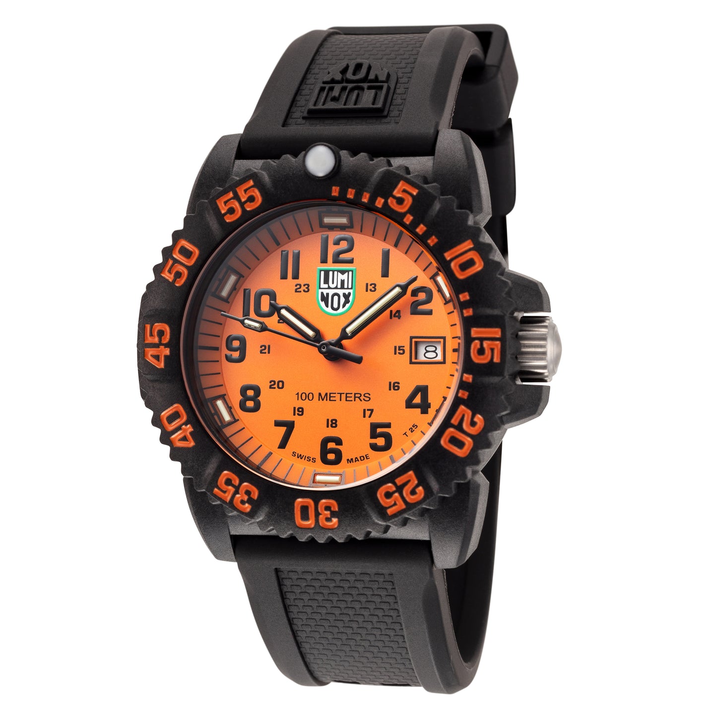 title:Luminox Men's Sea Lion X2.2079 Black/Orange Dial Polyurethane Watch;color:Black