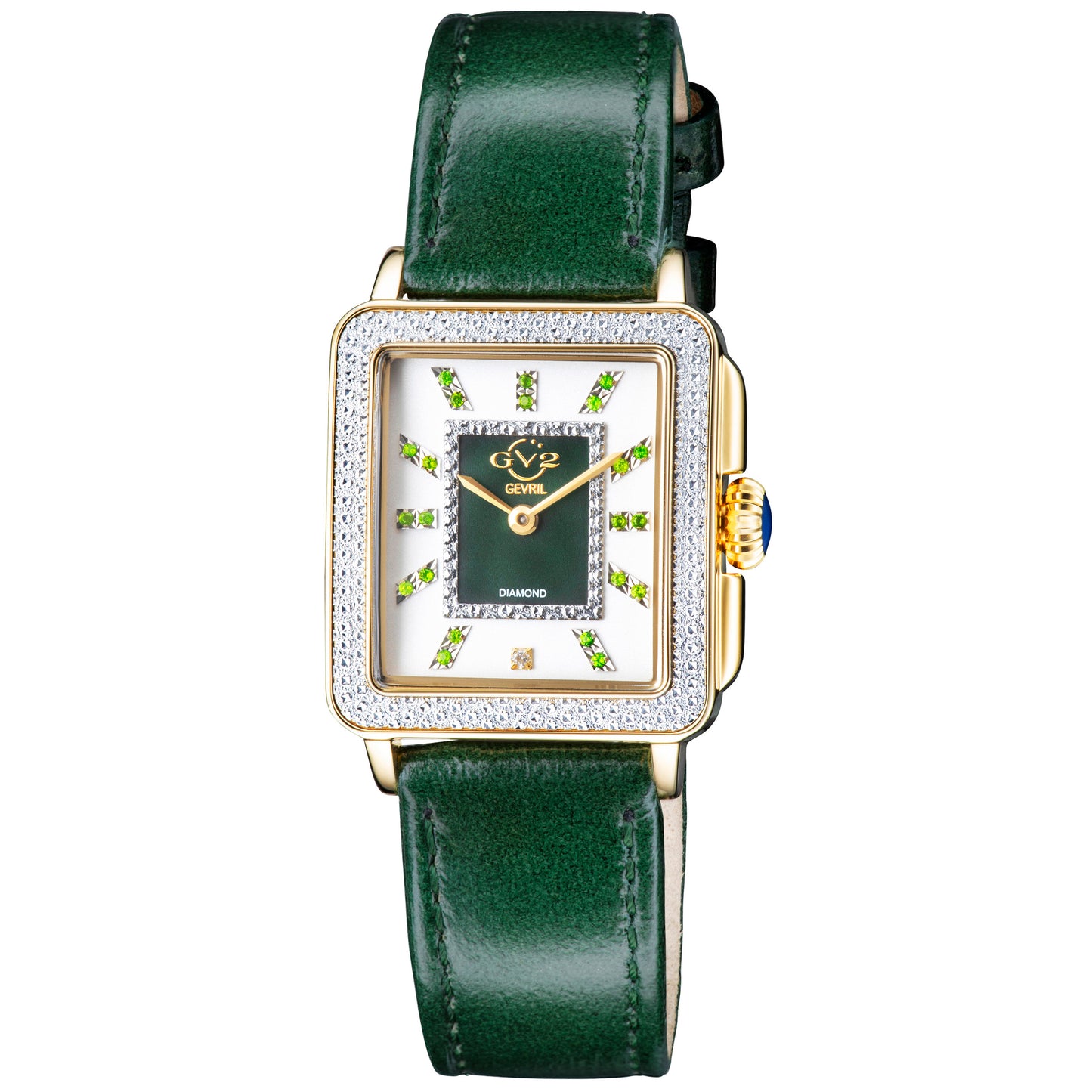 title:GV2 by Gevril Women's Padova Gemstone 30mm Quartz Watch 12335;color:Green Mother-of-Pearl