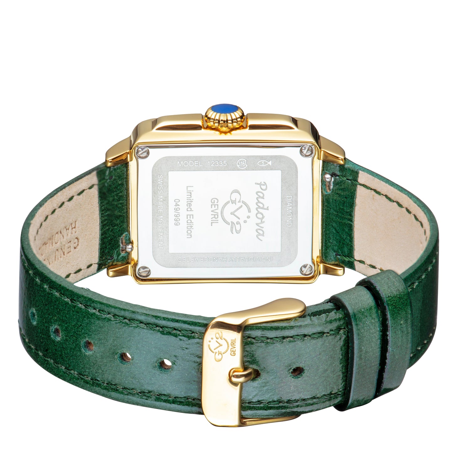 title:GV2 by Gevril Women's Padova Gemstone 30mm Quartz Watch 12335;color:Green Mother-of-Pearl