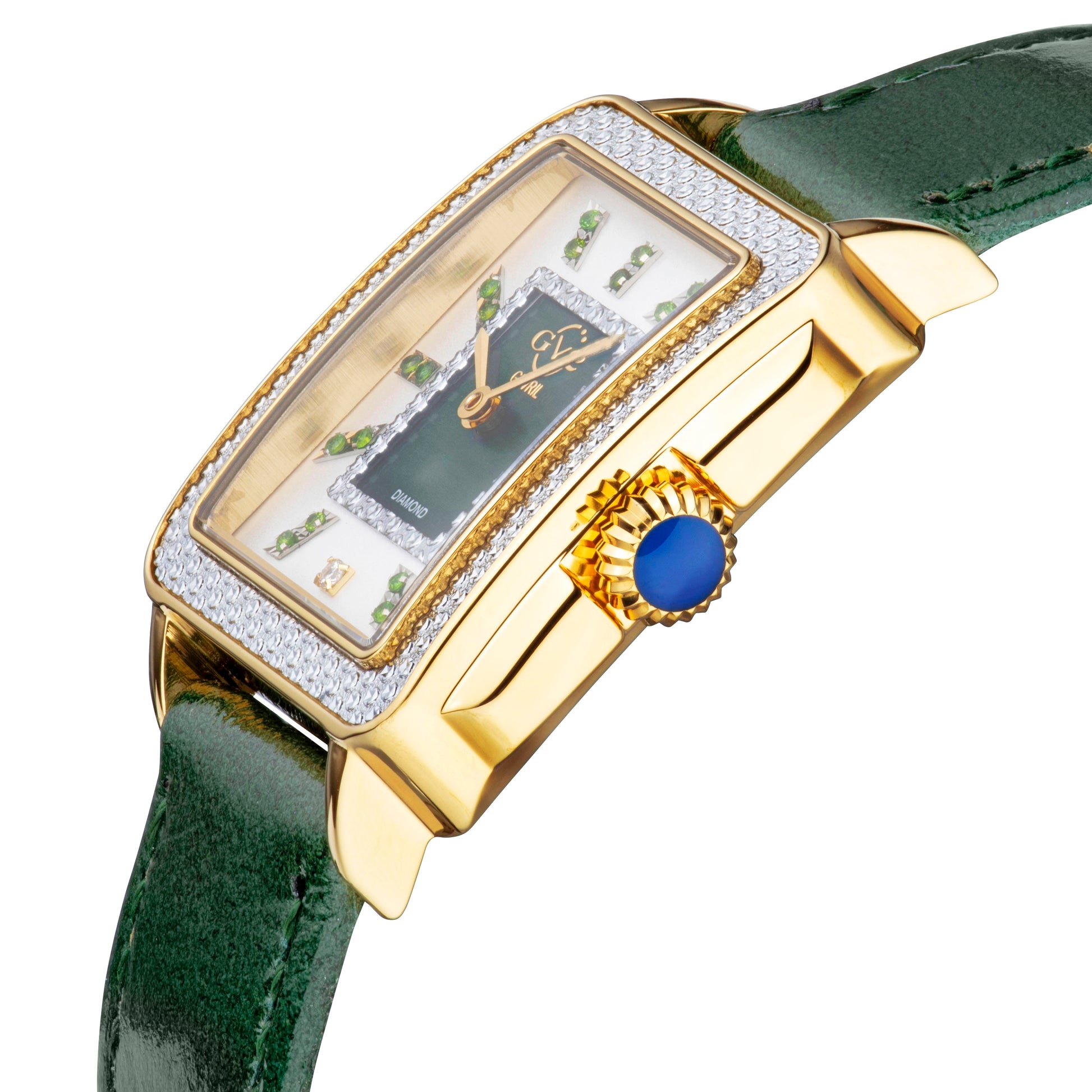 title:GV2 by Gevril Women's Padova Gemstone 30mm Quartz Watch 12335;color:Green Mother-of-Pearl