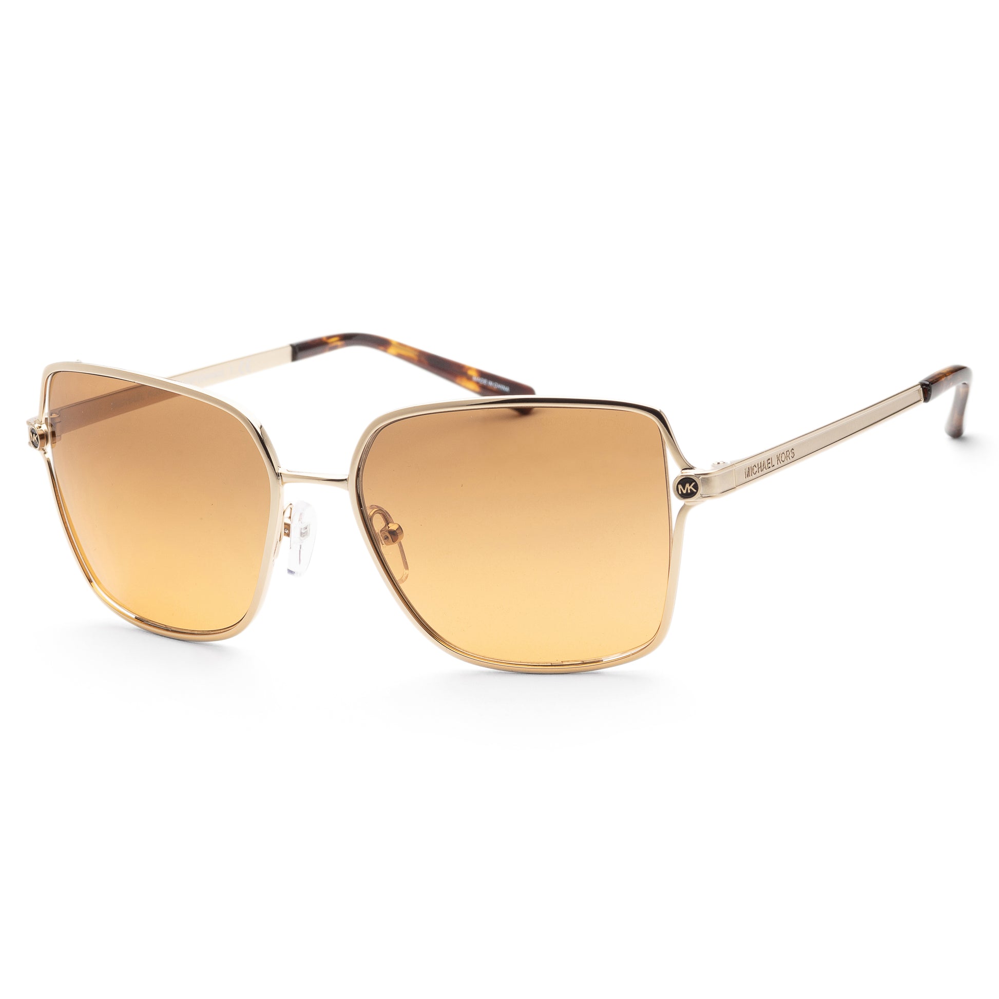 title:Michael Kors Women's 56mm Shiny Light Gold Sunglasses MK1087-101418-56;color:Shiny Light Gold frame, Brown Sunset Gradient lens