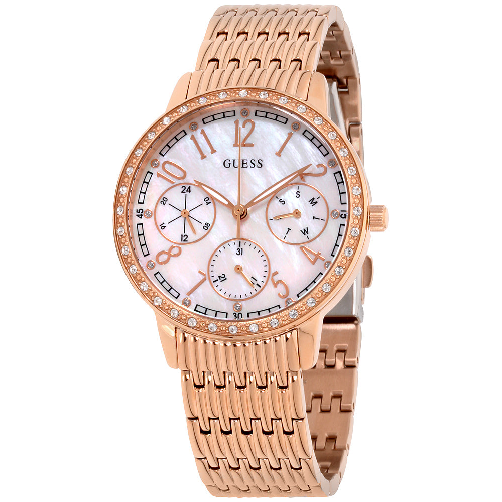 title:Guess Women's Lattice 38mm Quartz Watch W1086L2;color:Rose Gold