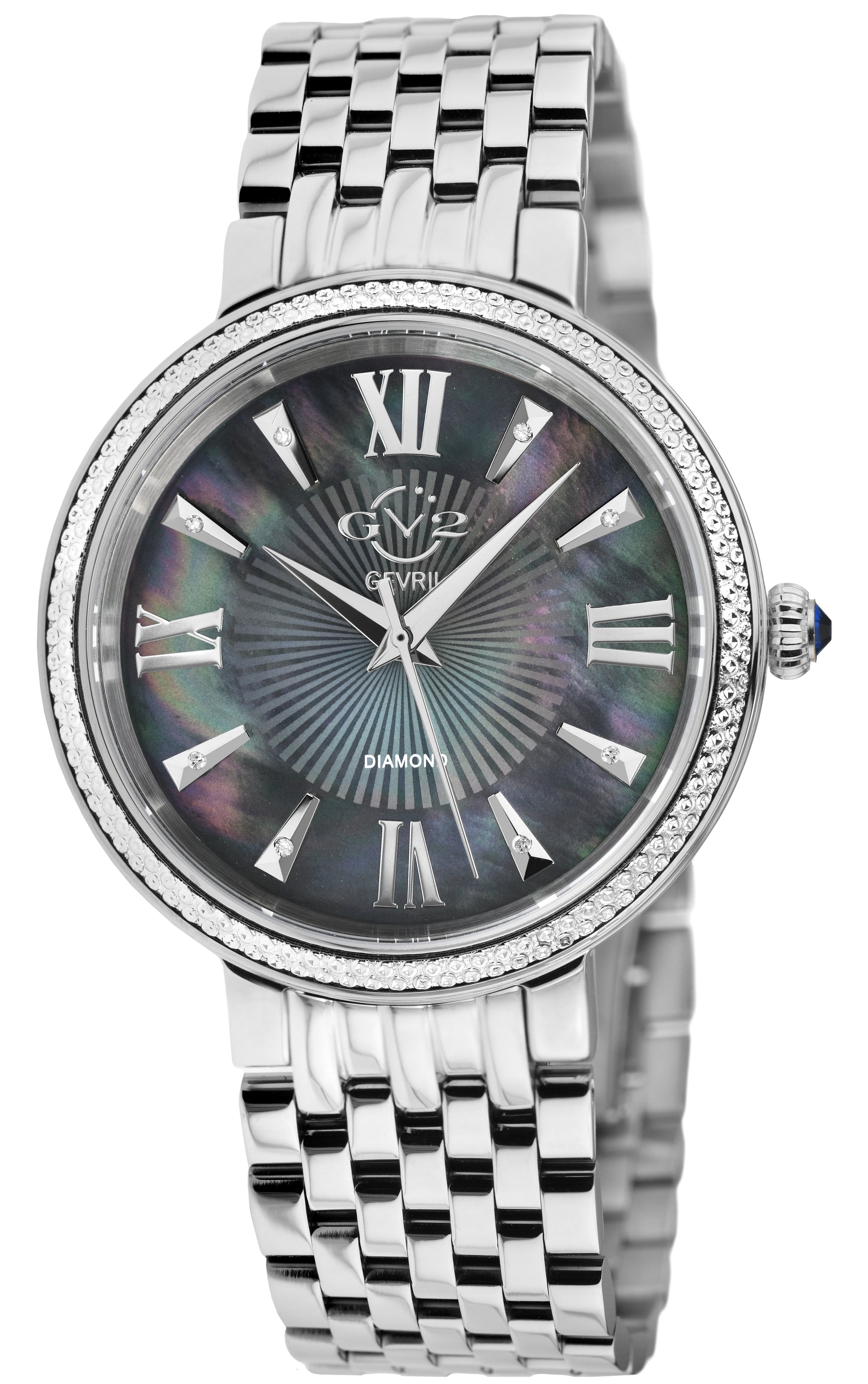 title:GV2 by Gevril Women's Genoa 36mm Quartz Watch 12531;color:Black Mother-of-Pearl