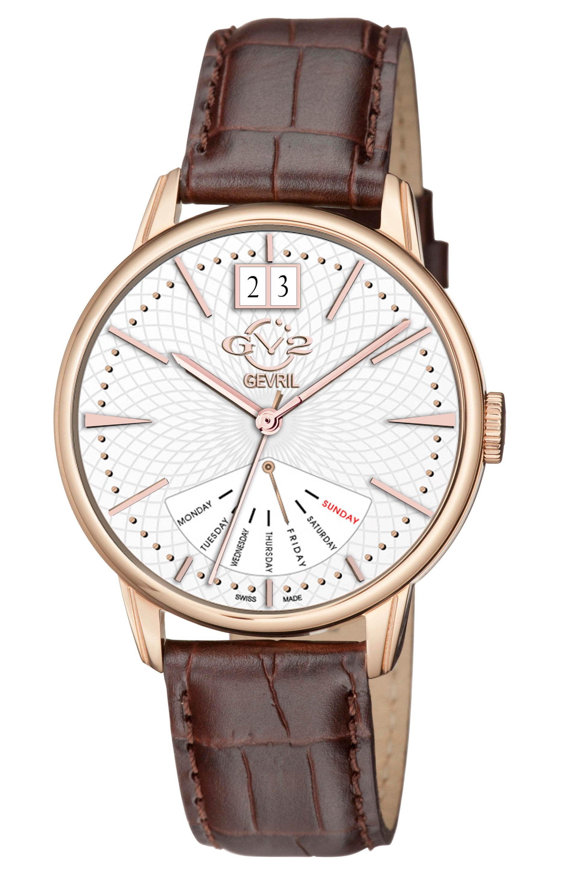 title:GV2 by Gevril Men's Rovescio 42mm Quartz Watch 56203;color:White